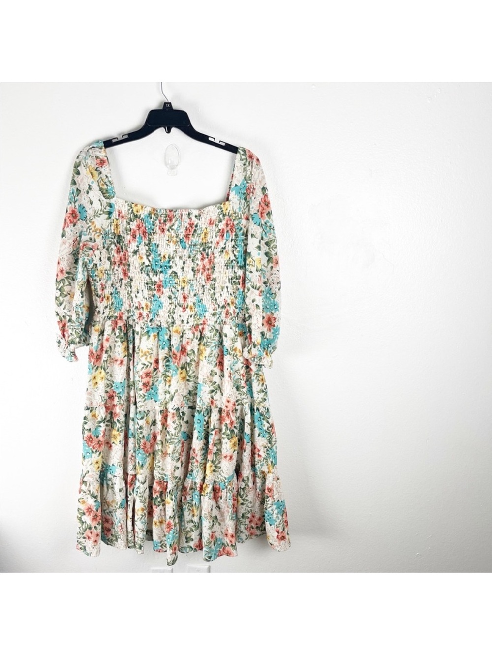 BALTIC BORN Marta Tiered Floral 3/4 Sleeves Smocked Midi Dress Cottagecore 3XL